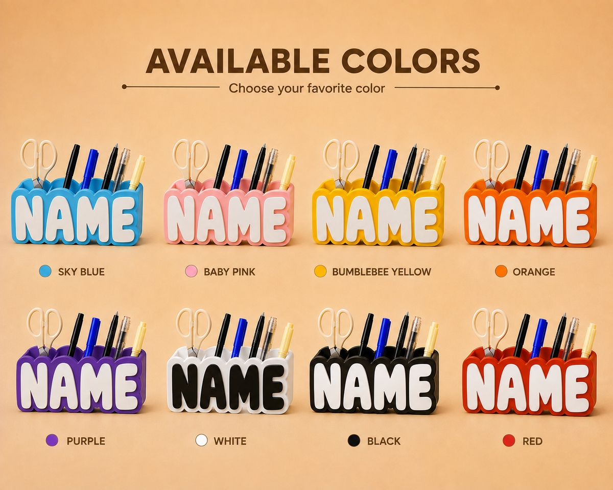 Personalized Name Pen Stand | Custom 3D Printed Desk Organizer