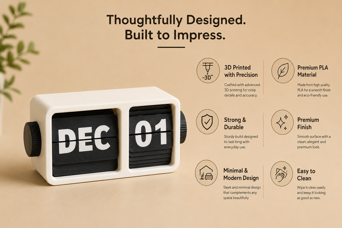 Flip Date Calendar | 3D Printed Perpetual Desk Calendar