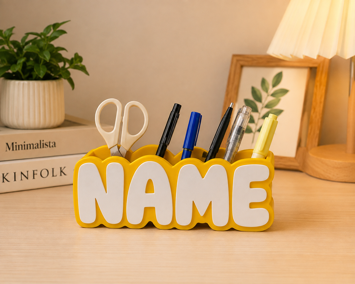 Personalized Name Pen Stand | Custom 3D Printed Desk Organizer