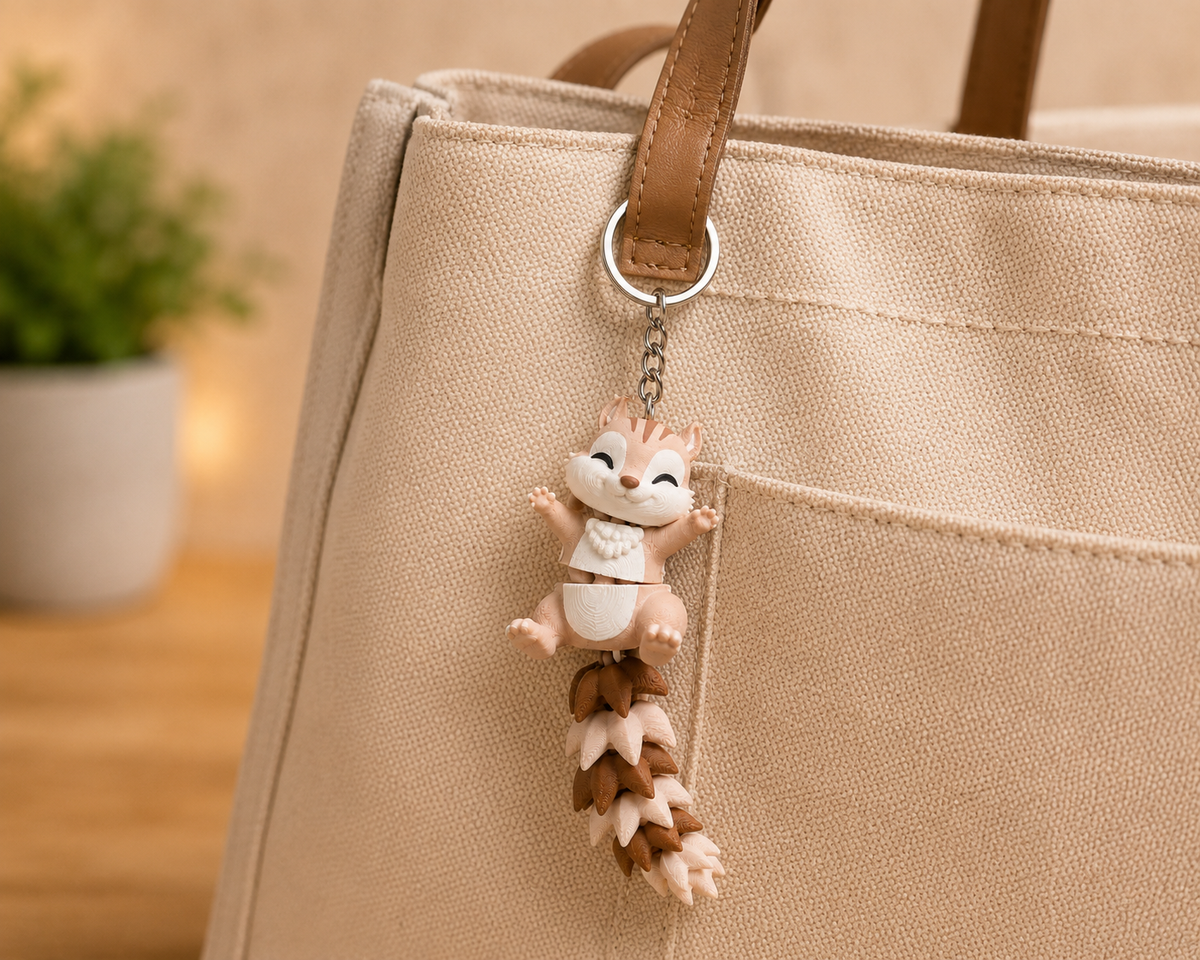 Articulated Squirrel Keychain | 3D Printed Movable Animal Keychain